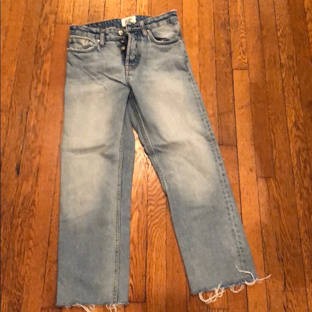 Straight leg high waisted button-fly Zara jeans